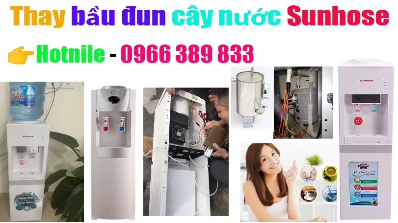 thay bầu đun cây nước nóng lạnh Sunhouse tại hà nội