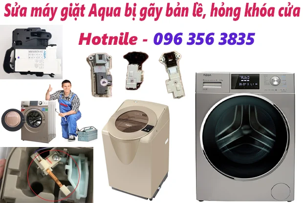 khóa cửa , công tắc cửa , bản lề cửa máy giặt Aqua