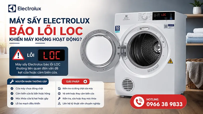 sửa máy sấy quần áo Electrolux bị lỗi LOC tại hà nội