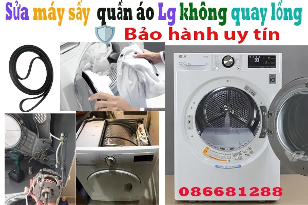 máy sấy quần áo Lg lồng không quay, không chạy