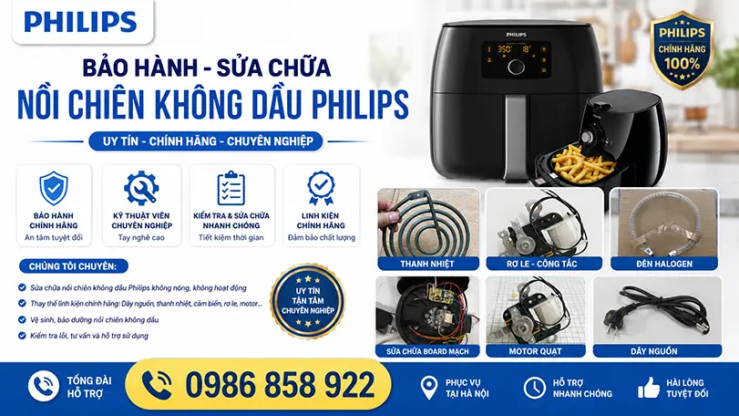 trung tâm bảo hành nồi hcieen không dầu philips tại hà nội