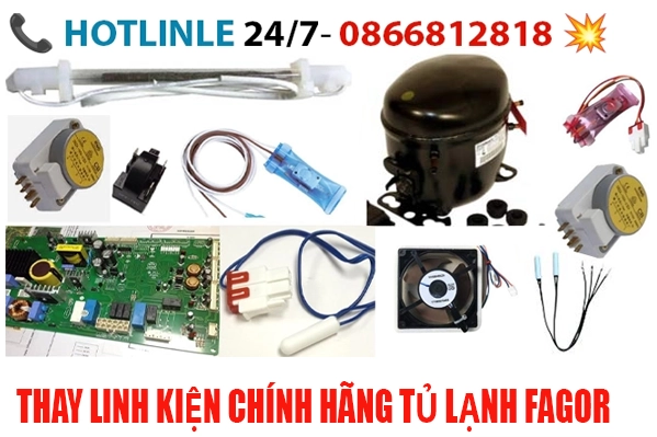 sửa thay linh kiện cho tủ lạnh Fagor chạy nhưng không lạnh